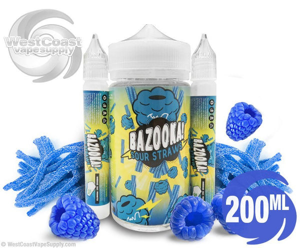 Blue Raspberry Sour Straws Ejuice by Bazooka Vape 200ml